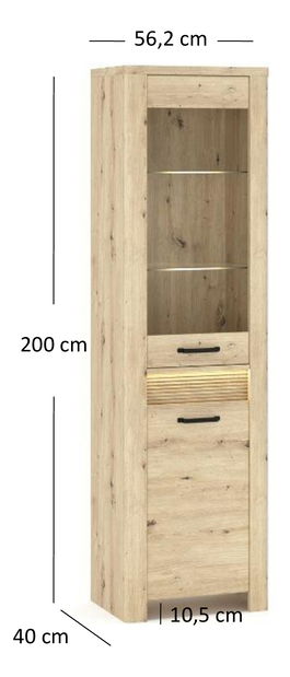 Vitrină Mindi (Stejar artisan)