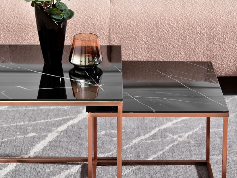 Dohányzóasztal Prana Law (fekete márvány + réz)