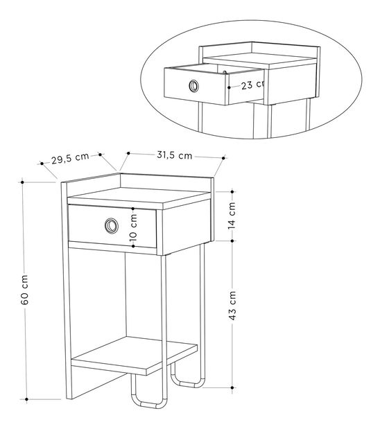 Noćni stolić Simon (hrast)