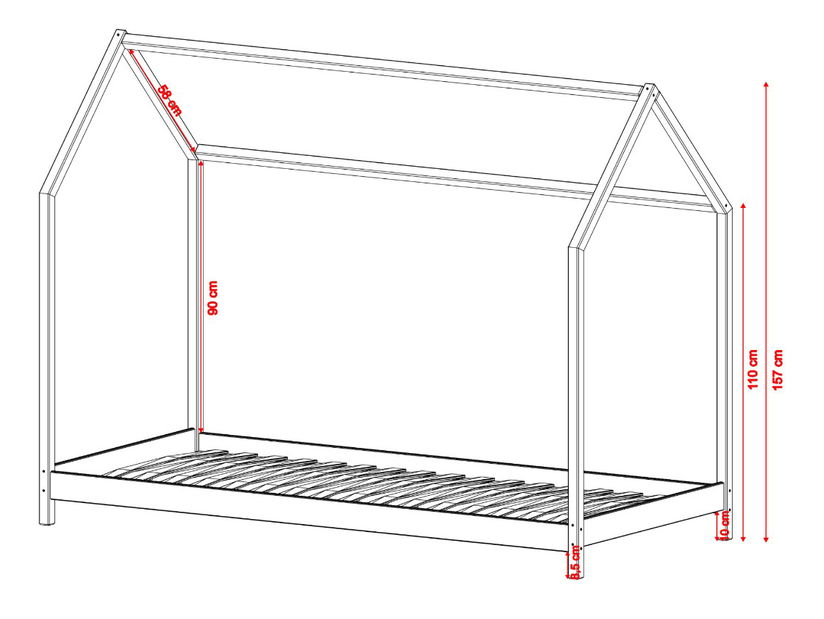 Pat pentru copii 100x200 cm Lukie (alb) (cu somieră)