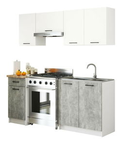 Set de bucătărie 180 cm Ozara (Alb + beton)