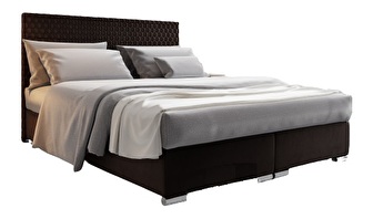 Franciaágy 160 cm Boxspring Harlan Comfort (sötétbarna) (ágyráccsal, matraccal és tárolóhellyel)