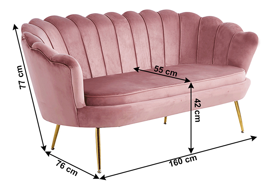Pohovka 2,5 sed. Noblesse (ružová + zlatá)