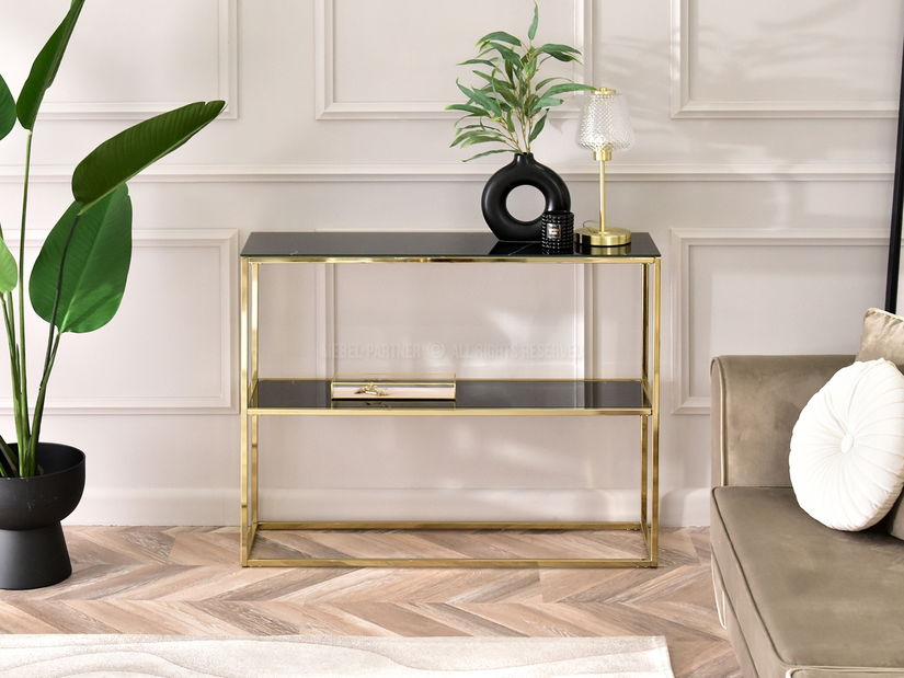 Konzolasztal Bella Kons Bis (fekete márvány + arany)