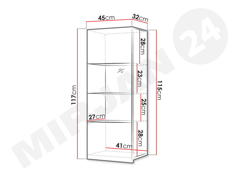 Závesná vitrína Bralani BR05 (s LED osvetlením) (biela + lesk biely) *výpredaj