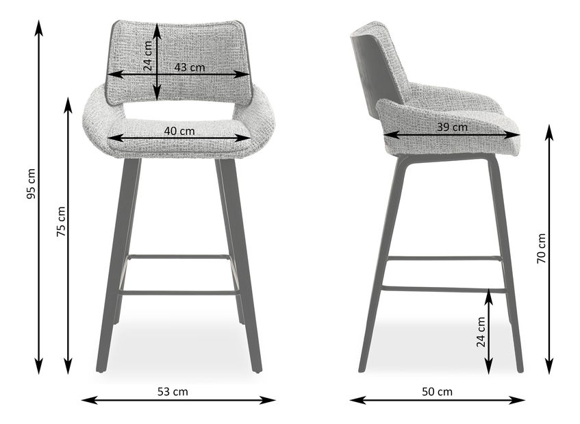Stolička Glen H (čiernošedá + čierna)