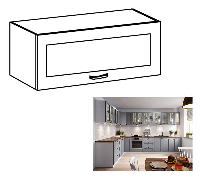 Felső konyhaszekrény G80KS Lanaya (fehér + matt szürke)