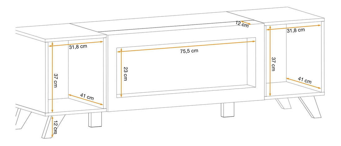 Set za dnevni boravak Lyran (hikora jackson + crna) (s LED rasvjetom) (s bio kaminom)