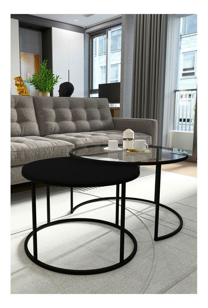 Dohányzóasztal Kjusu (átlátszó + fekete) 