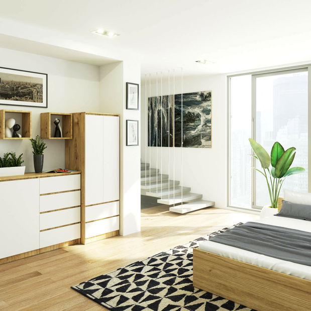 Szekrény Sentenciaba (artisan tölgy + fehér)