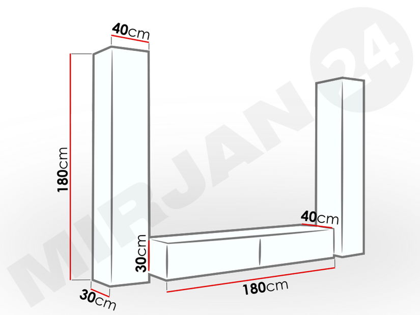 Obývacia stena Ziggy IV (čierna + wotan)