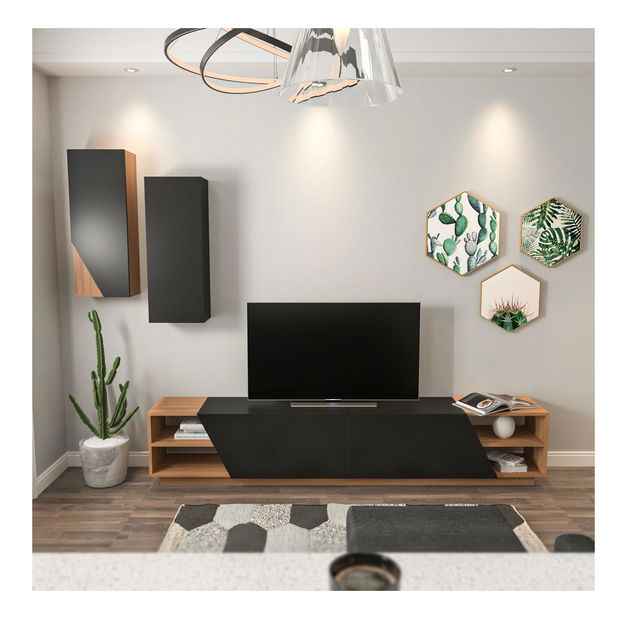 Set za dnevni boravak Ziva 2 (crna + teak)