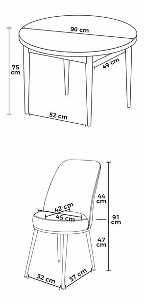 Jedálenský set Torra (orech barokový + krémová) (pre 4 osoby)