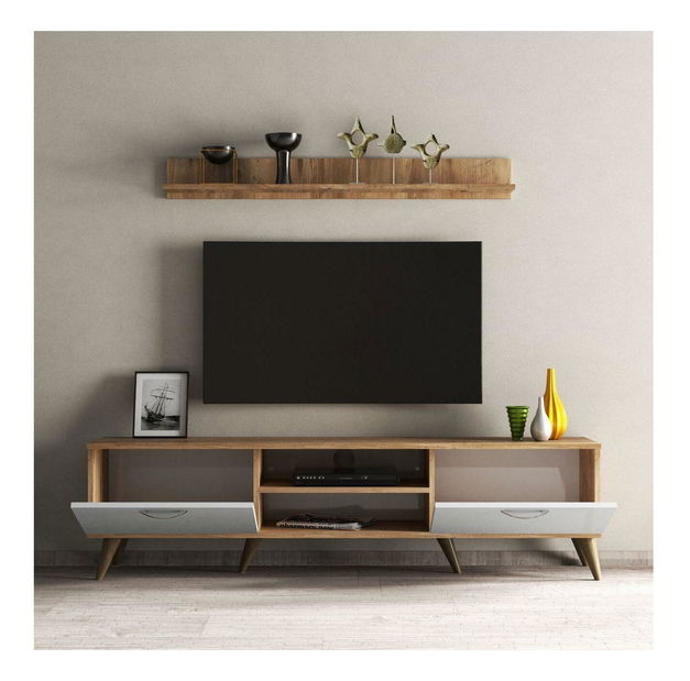 Obývacia stena Lavune 1 (biela + borovica atlantická) 