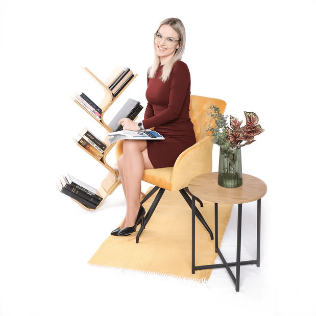 Dizajnové otočné kreslo Vavien (horčicová)