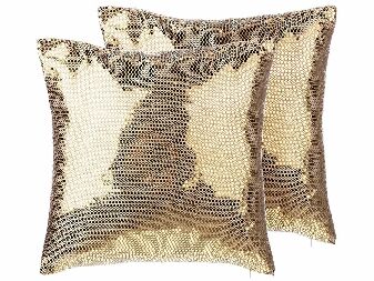 Set 2 ks. vankúšov 45 x 45 cm ASTARA (polyester) (zlatá)