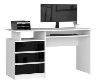 PC asztal Bronte (fehér + fényes fekete)
