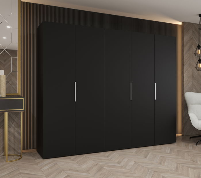 Šatníková skriňa 250 cm Mirabella 1 (čierna + kašmír)