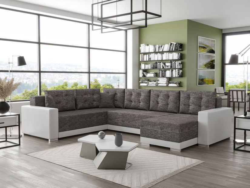 U alakú sarokkanapé Odyssey 3 (szürke + fehér) (B)