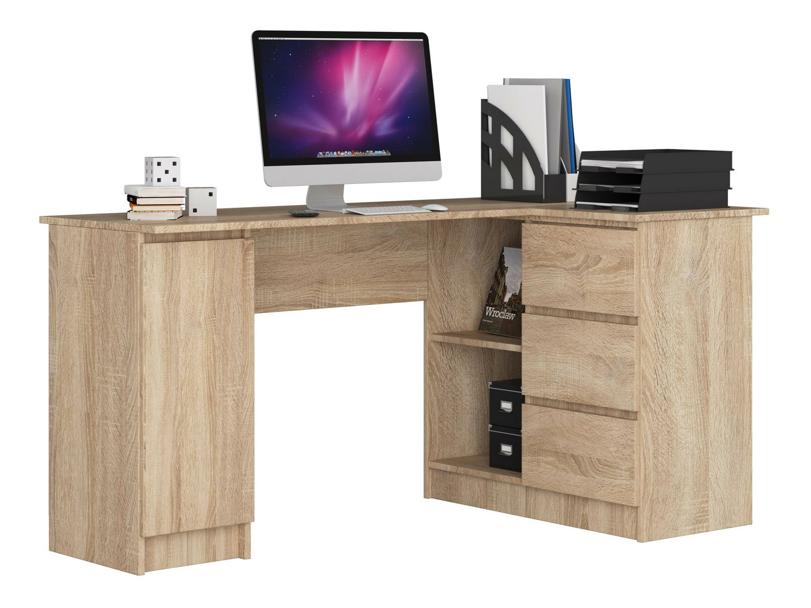 Sarok PC asztal Bevin (sonoma tölgy) (J)