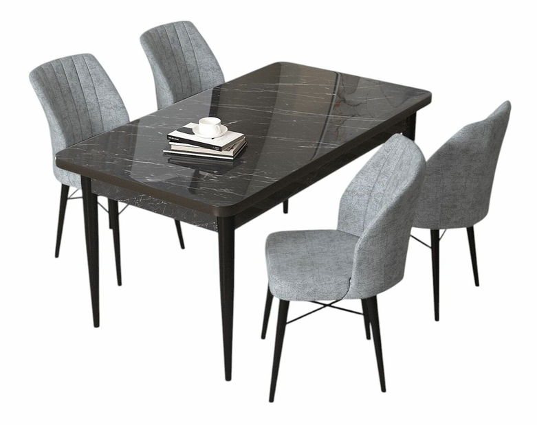 Jedálenský set Arpo (mramor čierny + sivá) (pre 4 osoby)