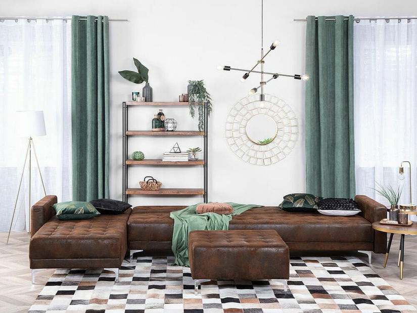 Rohová sedačka Aberlady 3 (hnedá) (s taburetkou) (L)