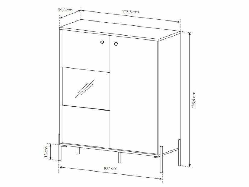 Vitrina Scandia (hrast scandi + jelka scandi)