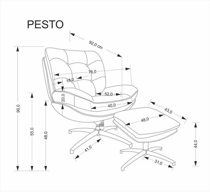 Fotelja za opuštanje s podnožjem Pestosioso (bež)