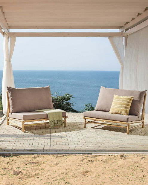 Set 2 ks záhradných stoličiek Theta (svetlé drevo + tmavosivá) 