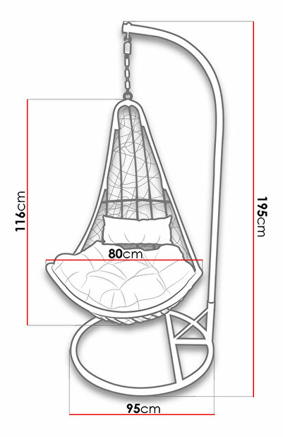 Függesztett fotel Roda (sötétszürke + szürke) 