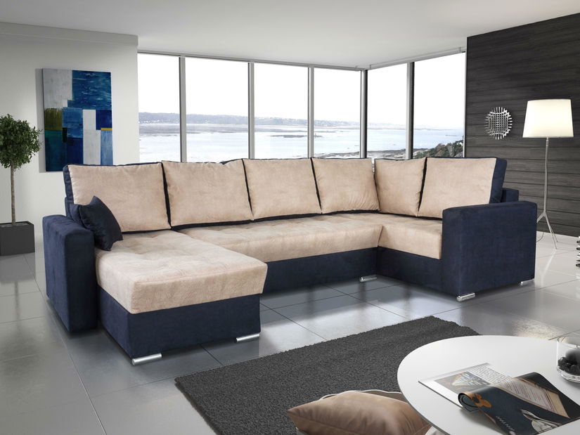 Rohová sedačka U Lambert (béžová + čierna) (P)