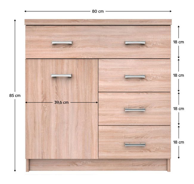 Komoda Topta Typ 20 1D4S (dub sonoma)