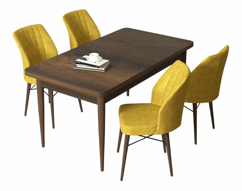 Jedálenský set Arpo (orech barokový + horčicová) (pre 4 osoby)