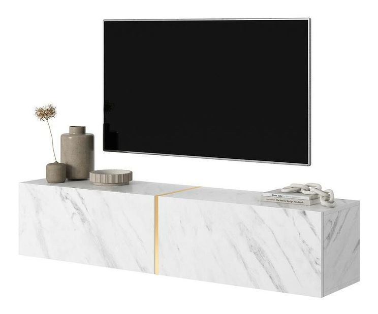 TV skrinka/stolík Bakira 140 (biely mramor)