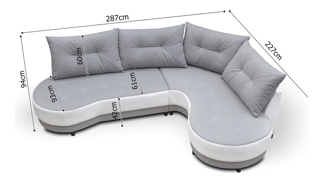 Rohová sedačka Adam (čierna + biela) (P)