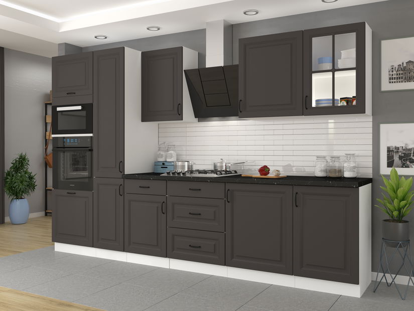 Dulap inferior bucătărie pentru cuptor Sheila 60 D GAZ BB (alb + grafit)