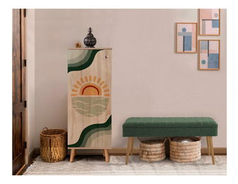 Előszoba bútor Beside 30 (szonoma tölgy + zöld) 