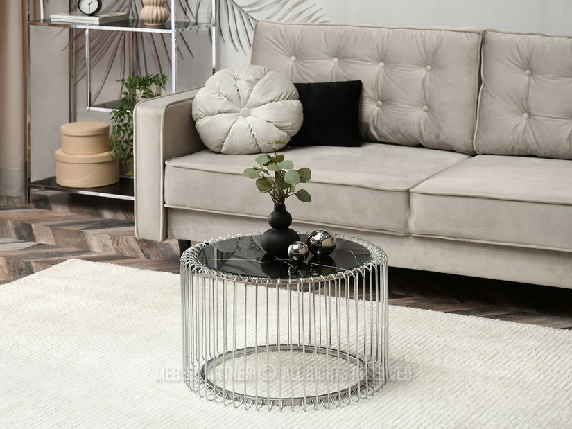 Konferenčný stolík Nils M (čierny mramor + chrómová)