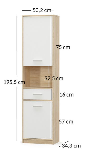 Regál Terrell (szonoma tölgy + fehér)