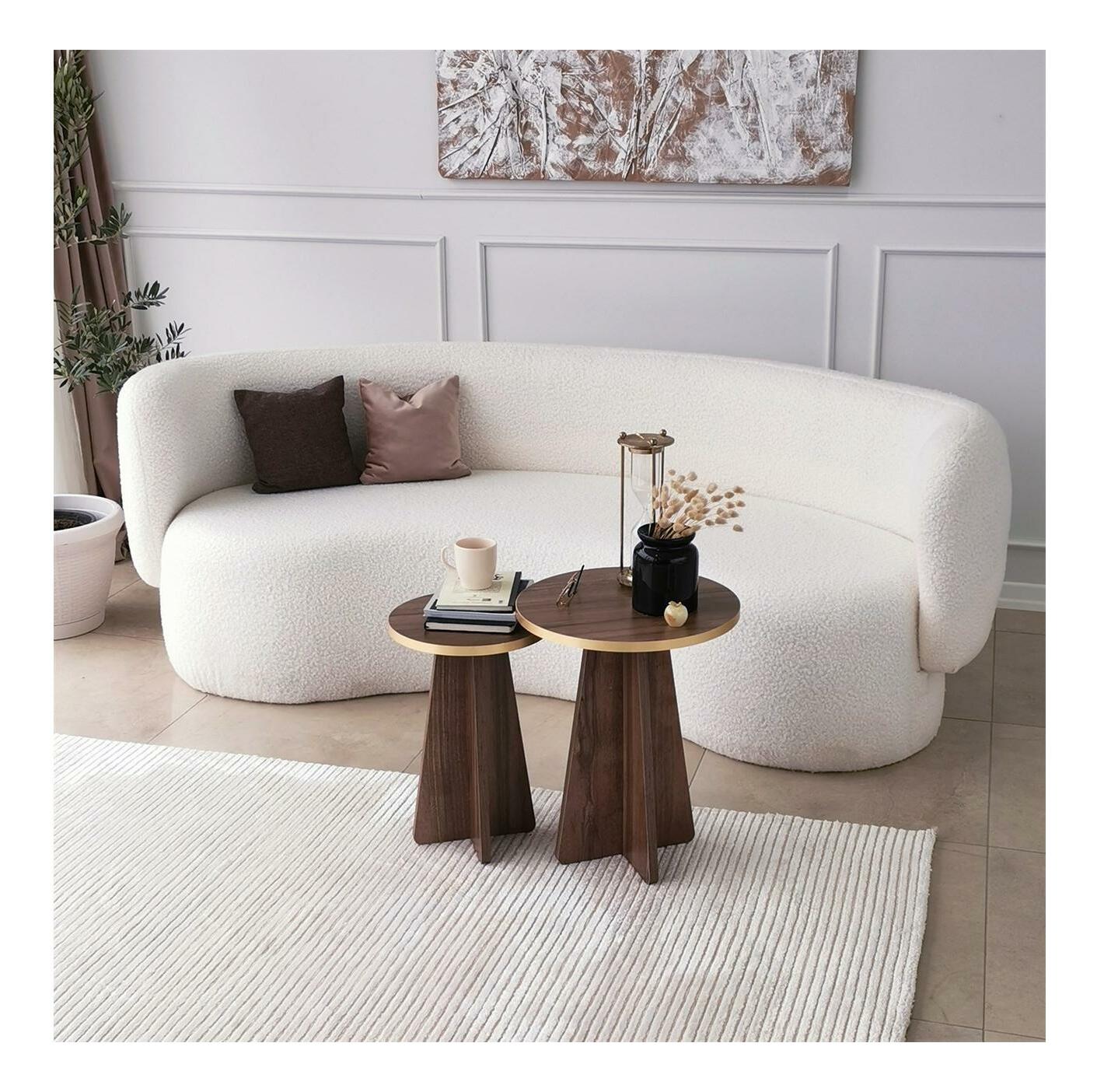 Set 2buc. măsuțe cafea Kabivo 1 (auriu + nuc)