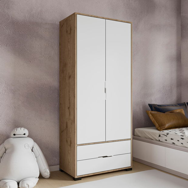 Šatníková skriňa Roya 3 (dub + biela)