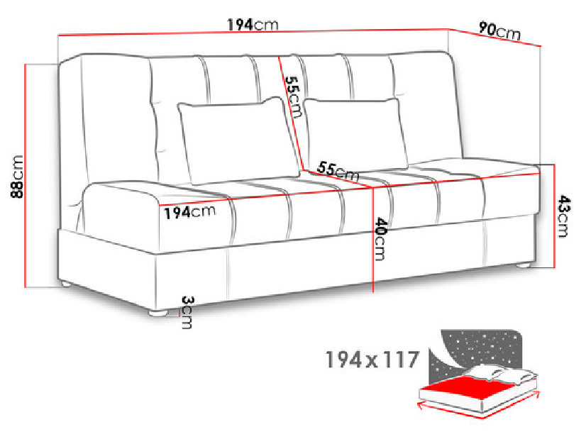 Sofa na razvlačenje Taryn (Chester 18)