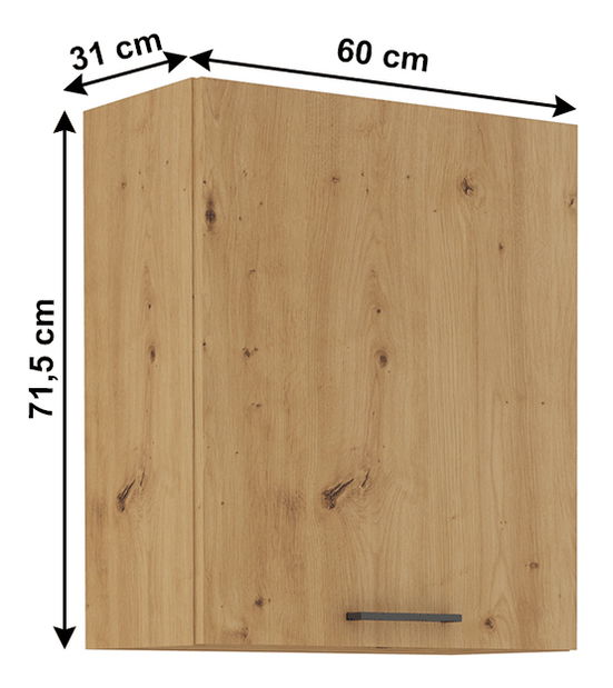 Dulap superior de bucătărie Meriel 60 G-72 1F (stejar artisan)