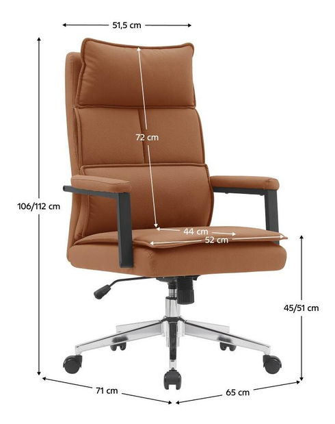 Fotoliu birou Kahlo (maro camel piele ecologică + crom)