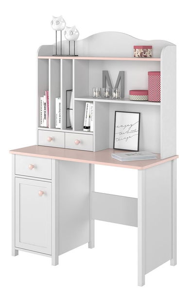 Masă PC Londria LN3 (alb + Roz)