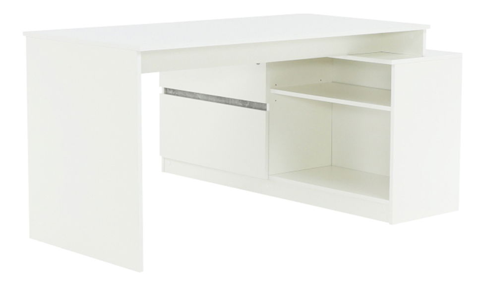 Rohový PC stolík Bill (biela + beton)