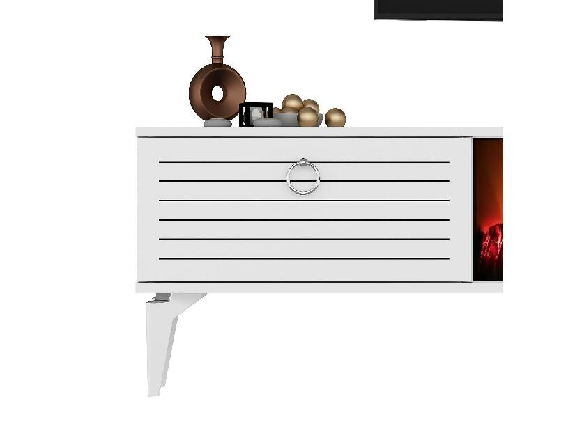TV asztal/szekrény kandallóval Sulotu 2 (fehér) 