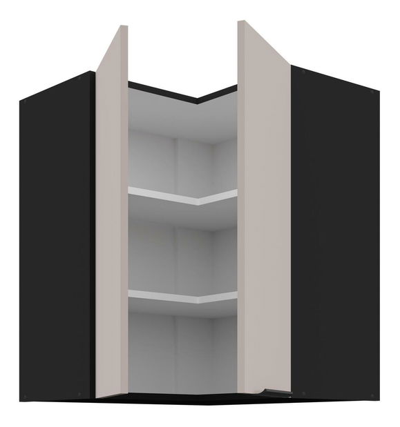 Dulap superior de bucătărie, de colț Aaron 60x60 GN-72 2F (90°) (negru mat + cashmir)