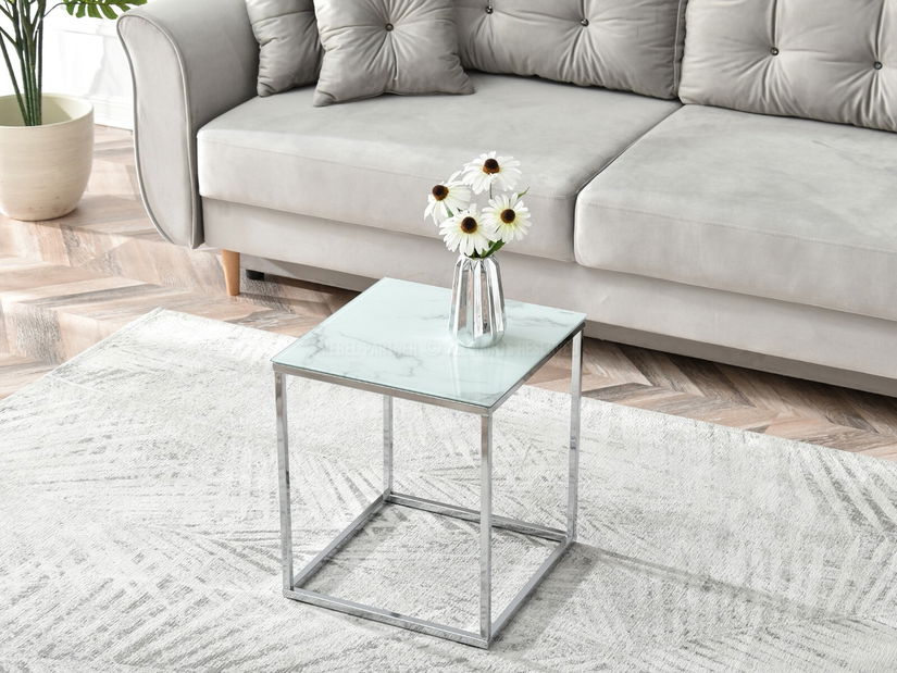 Konferenčný stolík Bella S (biela + chrómová)