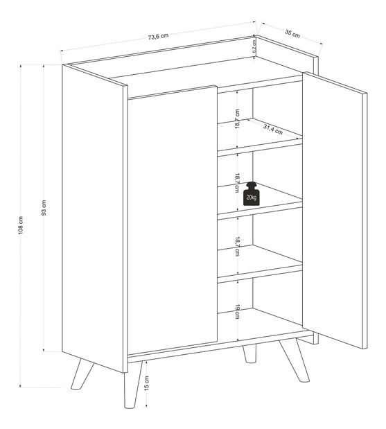 Botník (skrinka na topánky) Mumuni (biela + dub)